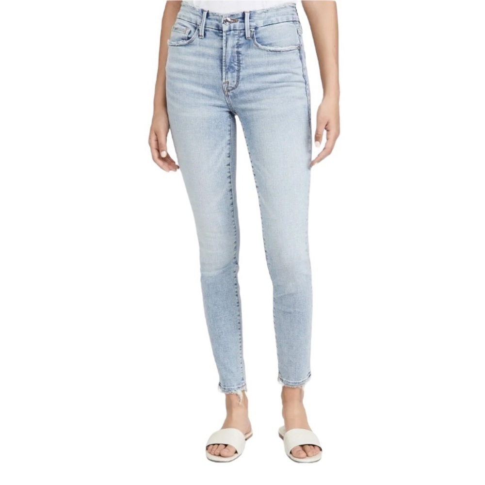 Good American Good Legs Destroyed Hem Jeans Blue664 Jeans 14 32